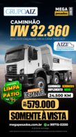 Caminhão Vw 32.360 8X4 20/21Caçamba Meia Cana 16M3 Aiz