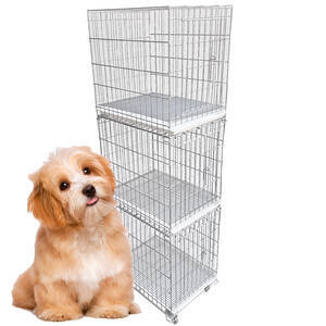 Canil Gaiola Câes gatos Vertical 3 Lugares Cachorro Pet Shop banho e tosa modular