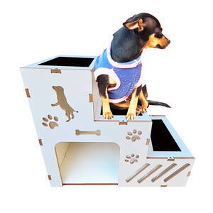 Escada Pet Para Cachorro E Gato Com 3 Degraus E Toca Em Mdf