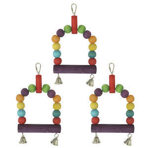 Kit com 3 Brinquedo Balanço Passaro Sino Bolinha Colorido Gaiola