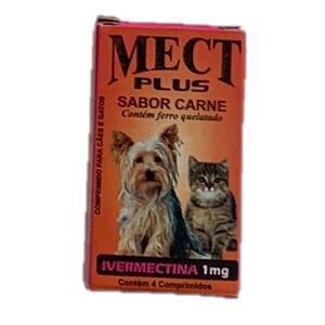 Mect Plus Ivermectina para cães e gatos 1mg-Sabor Carne