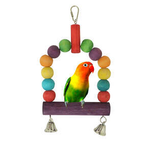 Brinquedo Balanço Passaro Sino Bolinha Colorido Gaiola